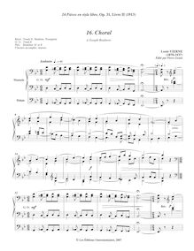 Partition , choral, 24 Pièces en style libre pour Orgue ou Harmonium, Op.31