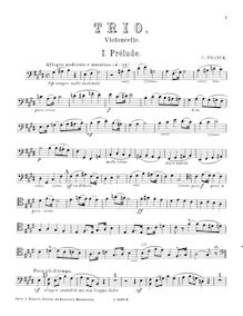 Partition de violoncelle, Prelude, Aria et Final, Franck, César