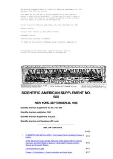Scientific American Supplement, No. 508, September 26, 1885
