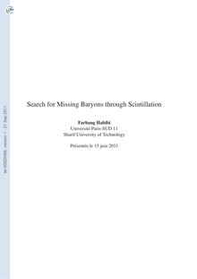 Recherche de baryons cachés avec la scintillation, Searching for missing baryons through scintillation