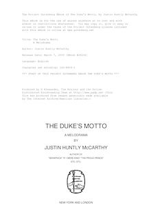 The Duke s Motto - A Melodrama