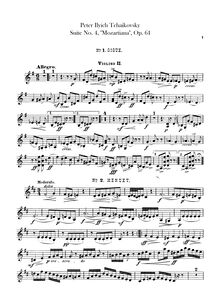 Partition violons II,  No.4, Mozartiana, Tchaikovsky, Pyotr