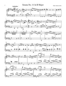 Partition Sonata R.11 en B major, clavier sonates R.11–20, Soler, Antonio