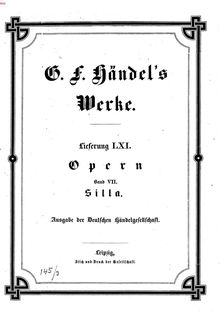 Partition complète, Silla, Lucio Cornelio Silla, Handel, George Frideric
