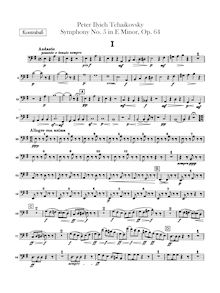 Partition Basses, Symphony No.5, E minor, Tchaikovsky, Pyotr