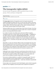 The transgender rights deficit  Thomas Hammarberg  Comment is free   guardian.co.uk