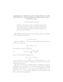 PROBABILITY METRICS AND UNIQUENESS OF THE SOLUTION TO THE BOLTZMANN EQUATION FOR A