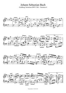 Partition Variation 4, Goldberg-Variationen, Goldberg Variations ; Aria mit 30 Veränderungen ; Clavier-Übung IV