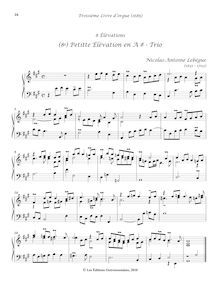 Partition (8e) Petitte Élévation en A♯ - Trio, Troisième Livre d Orgue