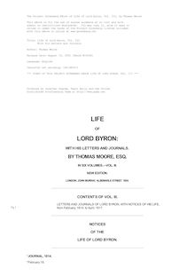 Life of Lord Byron, Vol. 3 - With His Letters and Journals