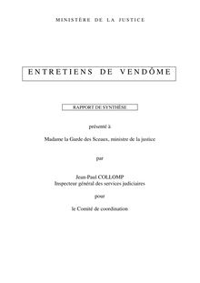 Entretiens de Vendôme : rapport de synthèse