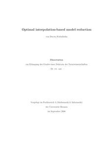 Optimal interpolation-based model reduction [Elektronische Ressource] / von Dorota Kubalińska