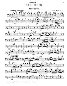 Partition de violoncelle, Capriccio pour Piano quatuor