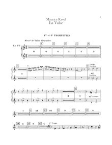 Partition trompette 1/2, 3 (C), La valse, Poème chorégraphique, Ravel, Maurice