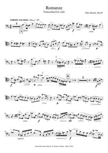 Partition de violoncelle, Romanze pour viole de gambe et orchestre