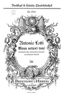 Partition alto, Missa octavi toni, G major, Lotti, Antonio