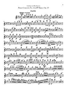Partition flûte, Piano Concerto No.2, B♭ major, Beethoven, Ludwig van