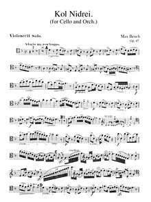 Partition violoncelle Solo , partie, Kol Nidrei, Kol Nidrei (Stimme des Gelübdes), Adagio for Cello and Orchestra