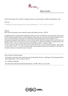 Cerimoniale di corte e descrizioni suntuarie nella Question de Amor - article ; n°2 ; vol.104, pg 765-779