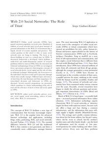 Web 2.0 Social Networks: The Role of  Trust
