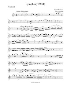 Partition violons I, Symphony No.23, F major, Rondeau, Michel