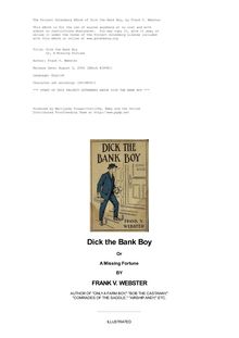 Dick the Bank Boy - Or, A Missing Fortune