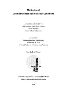 Monitoring of chemistry under non-classical conditions [Elektronische Ressource] / presented by Roberto Alejandro Paz Schmidt
