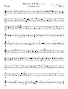 Partition ténor viole de gambe 2, octave aigu clef, Fantasia pour 5 violes de gambe, RC 60