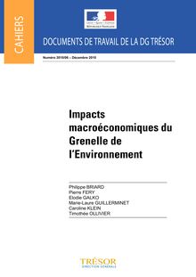 Impacts macroéconomiques du Grenelle de l Environnement.