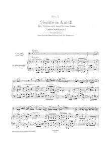 Partition Piano , partie et partition de viole de gambe, 3 sonates pour violon (ou viole de gambe) et Cembalo