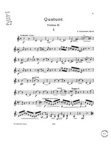 Partition violon 2, corde quatuor No.4, Chetvertaia kvartet str. (etc.?)
