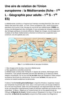 Une aire de relation de l Union européenne : la Méditerranée
