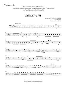 Partition , Moderato - partition de violoncelle, 6 sonates pour clavecin