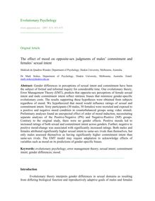The effect of mood on opposite-sex judgments of males’ commitment and females’ sexual intent