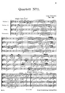 Partition complète, corde quatuor No.1, Cherubini, Luigi
