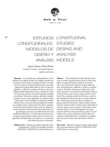 ESTUDIOS LONGITUDINALES. MODELOS DE DISEÑO Y ANÁLISIS (Longitudinal studies. Design and analysis models)