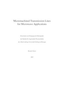 Micromachined transmission lines for microwave applications [Elektronische Ressource] / Ricardo Osorio
