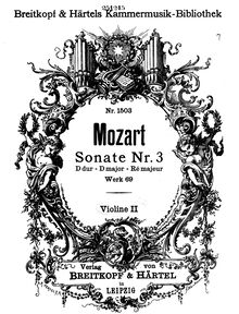 Partition violons II, église Sonata No.3, D major, Mozart, Wolfgang Amadeus
