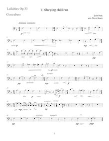 Partition contrebasse, Lullabies, Op.33, Ukolébavky, Suk, Josef
