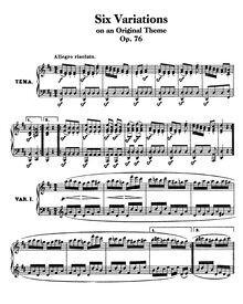 Partition complète, Six Variations on an Original Theme en D major, Op.76