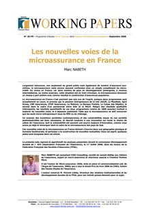 Les nouvelles voies de la microassurance en France