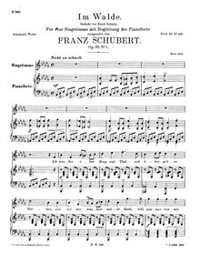 Partition complète, Im Walde, D.834 (Op.93 No.1), In the Forest par Franz Schubert