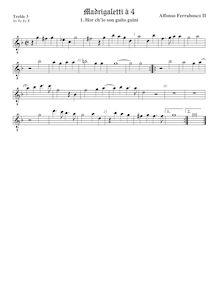 Partition viole de gambe aigue 3, octave aigu clef, Madrigaletti