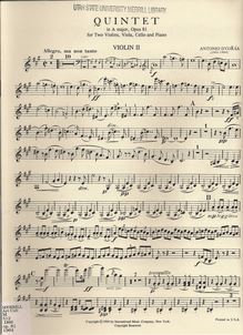 Partition violon 2, Piano quintette No.2, Dvořák, Antonín