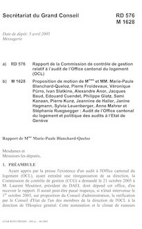RD 576 - Rapport de la Commission de contrôle de gestion relatif à laudit de lOffice cantonal du
