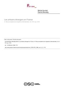 Les artisans étrangers en France - article ; n°3 ; vol.4, pg 37-55