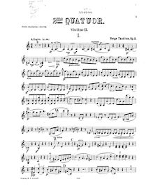 Partition violon 2, corde quatuor No.2, C major, Taneyev, Sergey