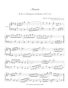 Partition , Menuet,  No.2, Overture, B minor, Bach, Johann Sebastian
