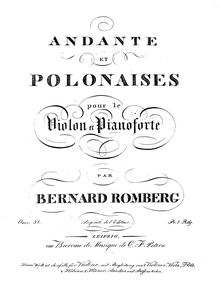 Partition de violon, Andante et Polonaises, Op.32, D Major