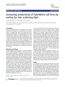 Increasing productivity of hybridoma cell lines by sorting by side scattering light